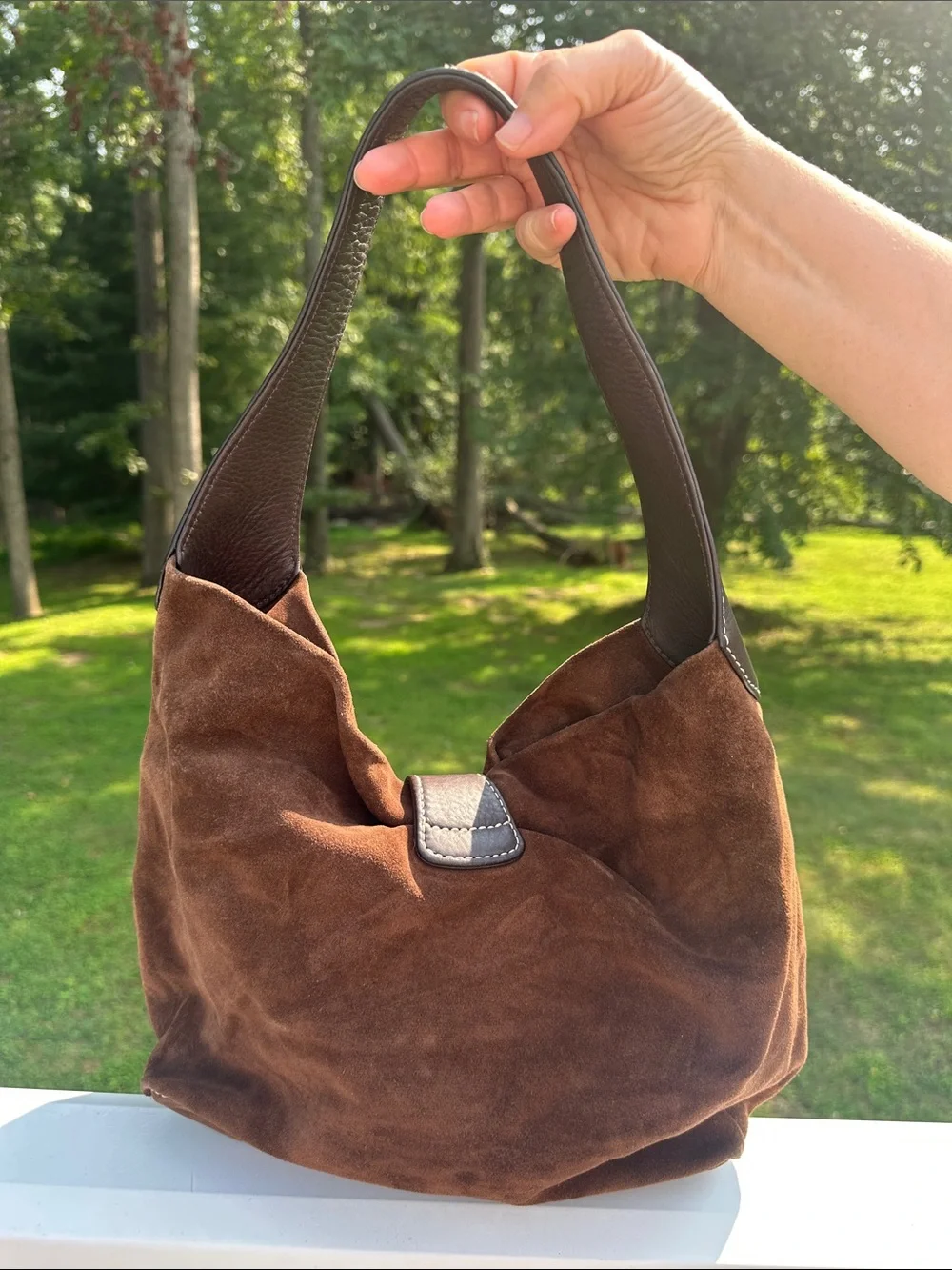 Dooney and Bourke Brown Cognac Suede Hobo